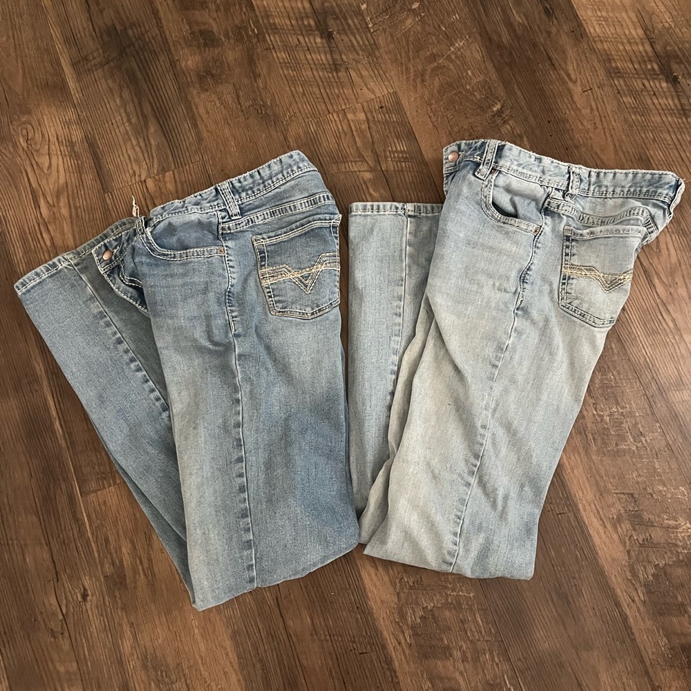 2 Pairs Boys Rock & Roll Regular Fit Boot Cut Jeans Size 20 R